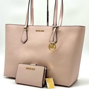 Michael Kors Sheila Large Logo Tote Bag & Matching Bifold Wallet Powder Blush